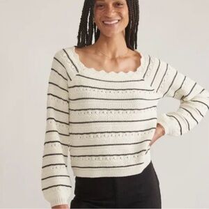 Marine Layer Size Small Crochet Sweater Top Scalloped